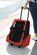 2 - in - 1 Pet Carrier with Wheels & Backpack – Red Travel Bag for Cats & Small Dogs IDC014 - Pet Carrier with | Sold by Uncle Wiener's Wholesale