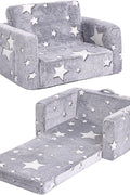 2 - in - 1 Toddler Chair Plush Kids Couch – Washable Cover, Glow in the Dark, Fold - Out Sofa with Handle & Storage Pocket – SKU 3848511 - with | Sold by Uncle Wiener's Wholesale