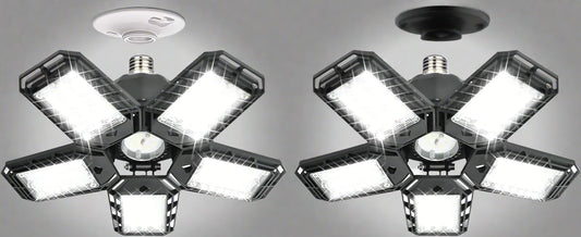 Top view of adjustable LED shop lights with E26 base