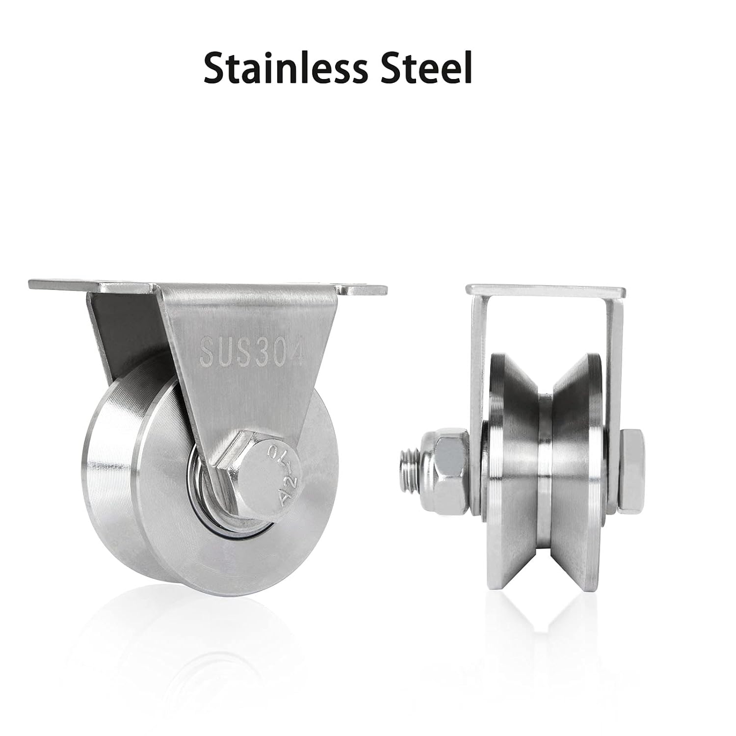 2-Pack 2" V-Groove Wheel Pulley 304 Stainless Steel 880 lb Sliding Gate Roller, Silent Bearing Caster & Track Wheel 30422 - with | Sold by Uncle Wiener's Wholesale