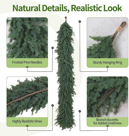 2 Pack Artificial Norfolk Pine Garland 6 Ft Real Touch Green Christmas Garland - with | Sold by Uncle Wiener's Wholesale