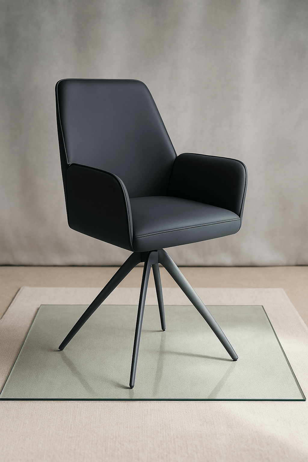 (2 - Pack) Black PU Leather Dining Chairs Kitchen Metal Frame & Armrest DA2565 - with | Sold by Uncle Wiener's Wholesale