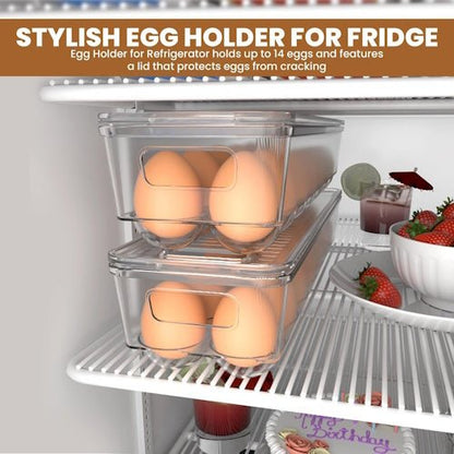2-Pack Clear Stackable Egg Storage Containers with Lids, Refrigerator Organizer Trays for Kitchen & Pantry SC2214 - with | Sold by Uncle Wiener's Wholesale