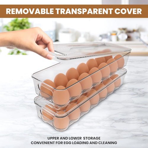 2-Pack Clear Stackable Egg Storage Containers with Lids, Refrigerator Organizer Trays for Kitchen & Pantry SC2214 - with | Sold by Uncle Wiener's Wholesale