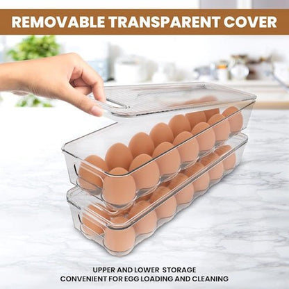 2-Pack Clear Stackable Egg Storage Containers with Lids, Refrigerator Organizer Trays for Kitchen & Pantry SC2214 - with | Sold by Uncle Wiener's Wholesale