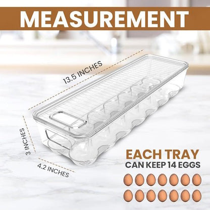 2-Pack Clear Stackable Egg Storage Containers with Lids, Refrigerator Organizer Trays for Kitchen & Pantry SC2214 - with | Sold by Uncle Wiener's Wholesale