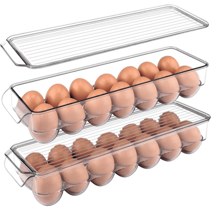 2-Pack Clear Stackable Egg Storage Containers with Lids, Refrigerator Organizer Trays for Kitchen & Pantry SC2214 - with | Sold by Uncle Wiener's Wholesale