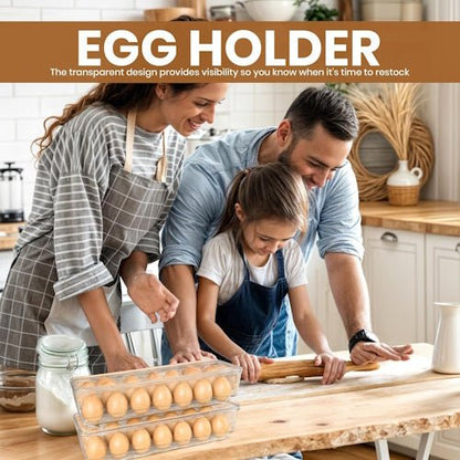 2-Pack Clear Stackable Egg Storage Containers with Lids, Refrigerator Organizer Trays for Kitchen & Pantry SC2214 - with | Sold by Uncle Wiener's Wholesale
