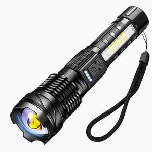 2 Pack LED Tactical Flashlight Rechargeable 1200mAh Zoomable Torch Outdoor Light AZ011