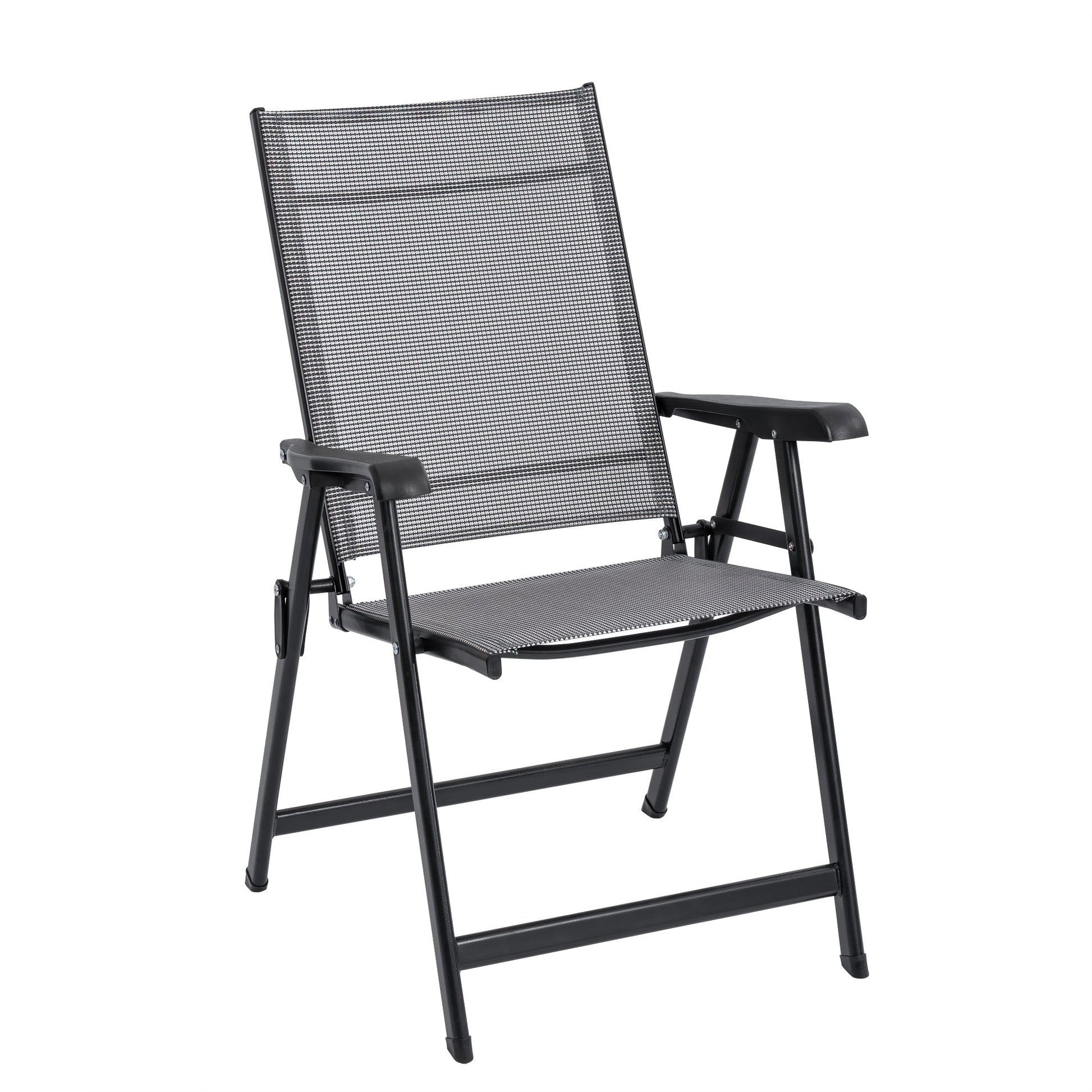 2 - Pack Outdoor Folding Patio Chairs Mesh Arm Chairs Gray AMOMC072 - with | Sold by Uncle Wiener's Wholesale