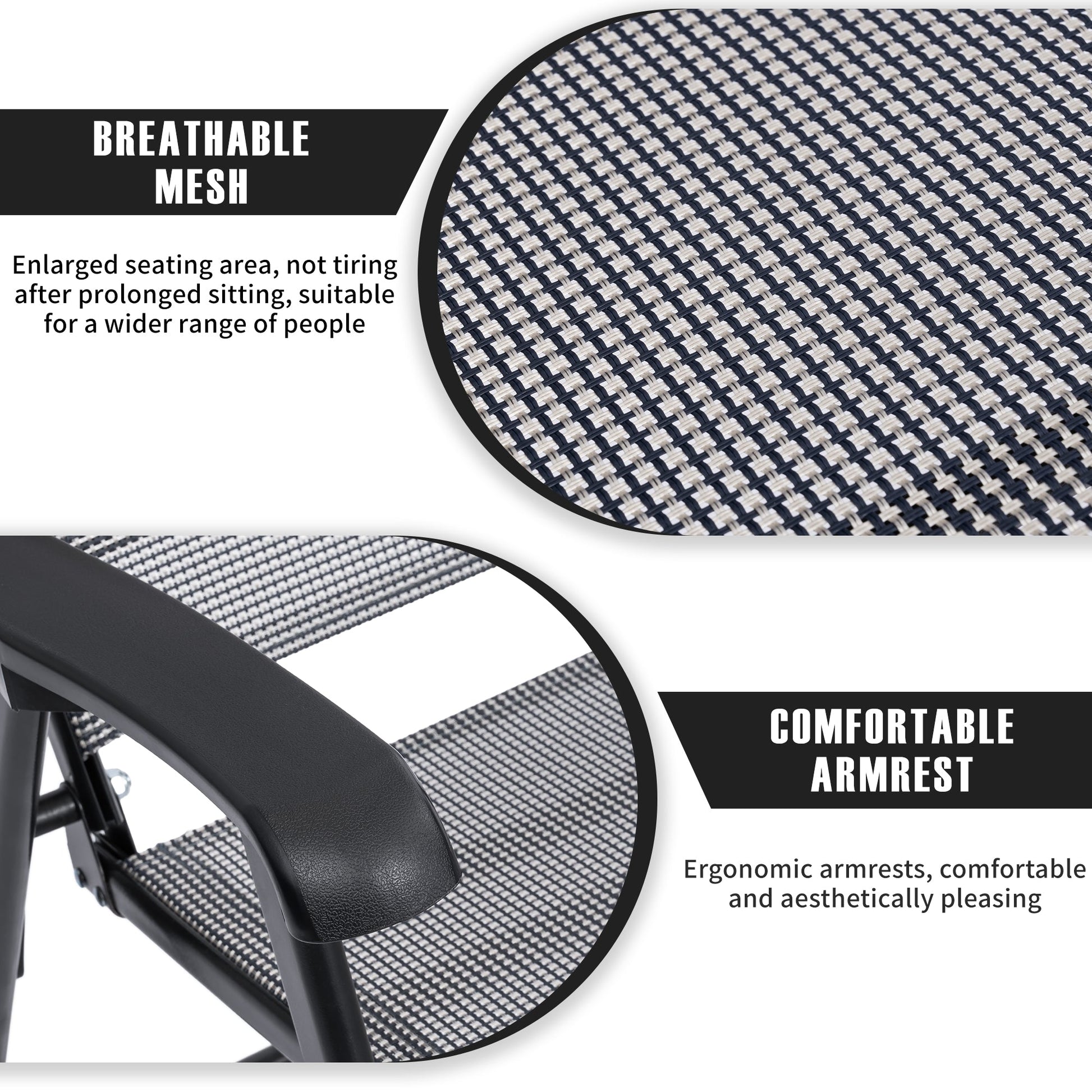 2 - Pack Outdoor Folding Patio Chairs Mesh Arm Chairs Gray AMOMC072 - with | Sold by Uncle Wiener's Wholesale