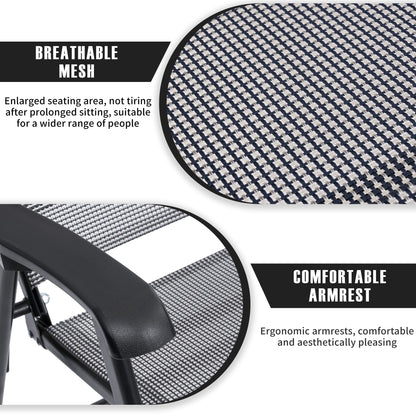 2 - Pack Outdoor Folding Patio Chairs Mesh Arm Chairs Gray AMOMC072 - with | Sold by Uncle Wiener's Wholesale