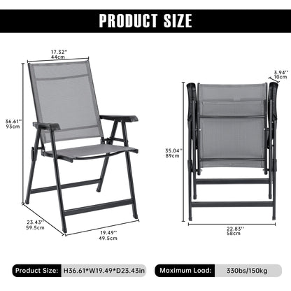 2 - Pack Outdoor Folding Patio Chairs Mesh Arm Chairs Gray AMOMC072 - with | Sold by Uncle Wiener's Wholesale