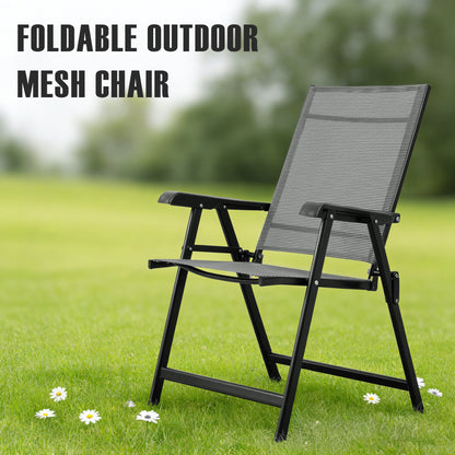 2 - Pack Outdoor Folding Patio Chairs Mesh Arm Chairs Gray AMOMC072 - with | Sold by Uncle Wiener's Wholesale