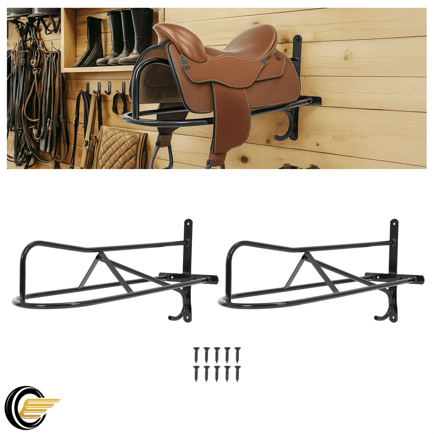 2 Pack Portable Wall Mounted Horse Saddle Stand Black Tack Storage LYOM4852 - with | Sold by Uncle Wiener's Wholesale