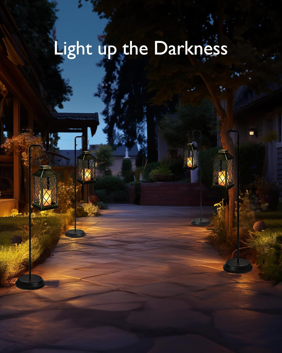 2 - Pack Solar Lanterns with Flickering Flameless LED Candle, Waterproof Hanging Outdoor Solar Lights with Handle 5284L - with | Sold by Uncle Wiener's Wholesale