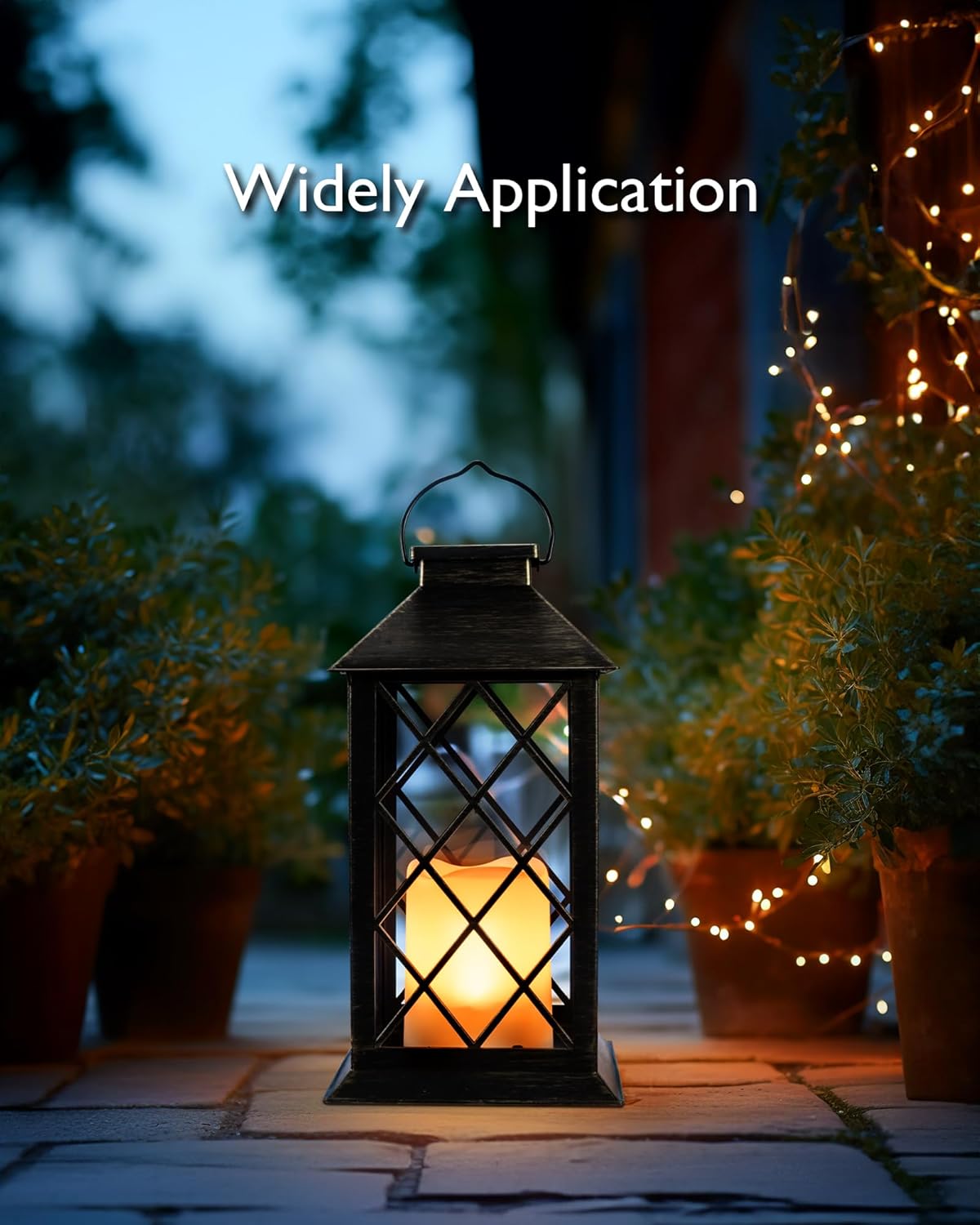 2 - Pack Solar Lanterns with Flickering Flameless LED Candle, Waterproof Hanging Outdoor Solar Lights with Handle 5284L - with | Sold by Uncle Wiener's Wholesale