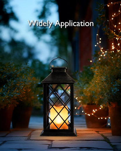 2 - Pack Solar Lanterns with Flickering Flameless LED Candle, Waterproof Hanging Outdoor Solar Lights with Handle 5284L - with | Sold by Uncle Wiener's Wholesale