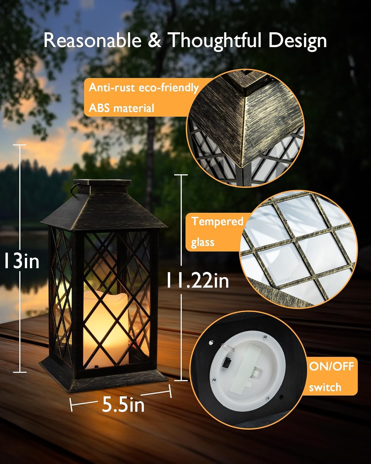 2 - Pack Solar Lanterns with Flickering Flameless LED Candle, Waterproof Hanging Outdoor Solar Lights with Handle 5284L - with | Sold by Uncle Wiener's Wholesale