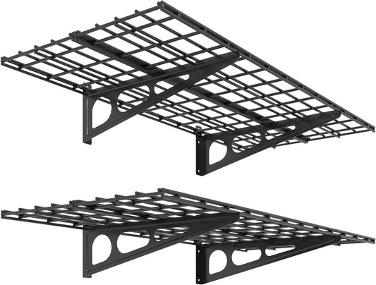2 Pack Wall Mounted Garage Shelving Heavy Duty Steel Storage Rack SRSeries - with 24 in × 48 | Sold by Uncle Wiener's Wholesale