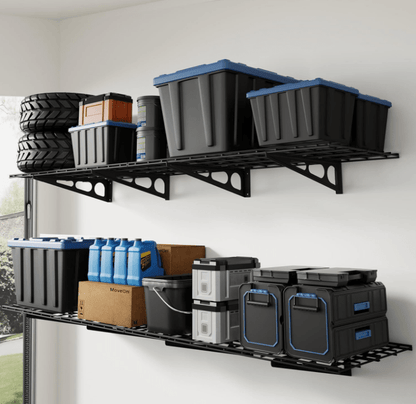 2 Pack Wall Mounted Garage Shelving Heavy Duty Steel Storage Rack SRSeries - with 24 in × 48 | Sold by Uncle Wiener's Wholesale