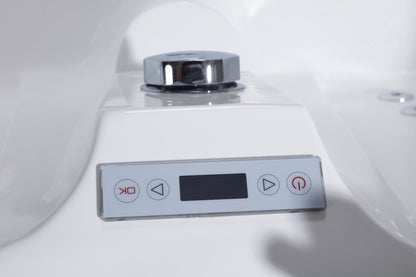 2-Person Whirlpool Massage Bathtub 70.9" with Heater, Water Jets, Air Bubble Nozzles, LED Light & Headrests TMB052 - with Left Version | Sold by Uncle Wiener's Wholesale