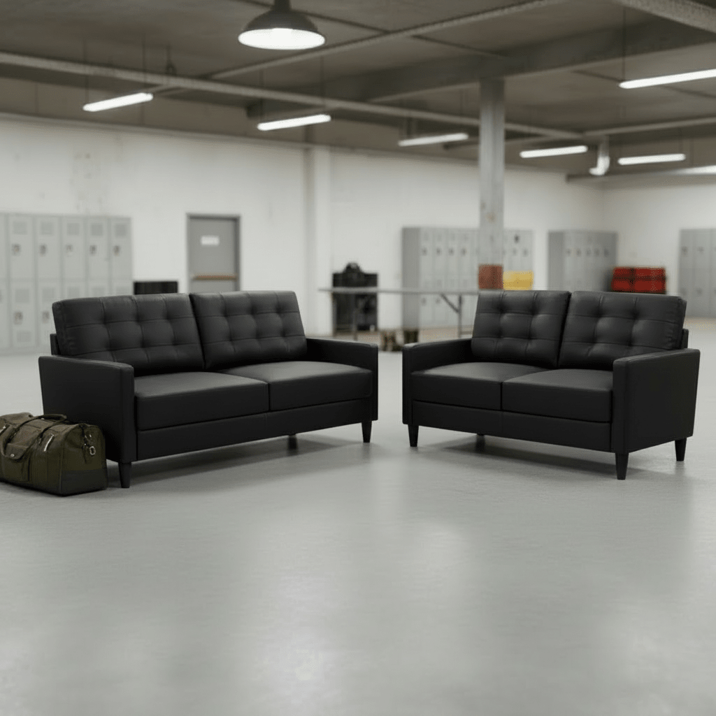 2-Piece Sofa Set and Loveseat Couch: Modern Living Room Furniture Combo - Furniture with Black Combo | Sold by Uncle Wiener's Wholesale