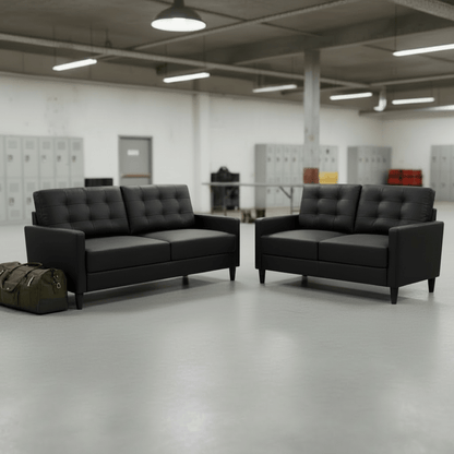 2-Piece Sofa Set and Loveseat Couch: Modern Living Room Furniture Combo - Furniture with Black Combo | Sold by Uncle Wiener's Wholesale