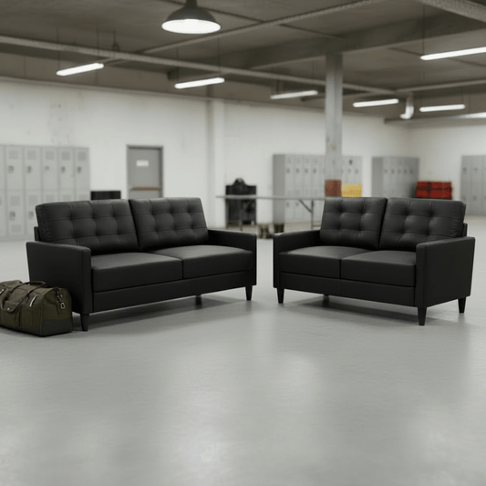 2-Piece Sofa Set and Loveseat Couch: Modern Living Room Furniture Combo - Furniture with Black Combo | Sold by Uncle Wiener's Wholesale