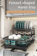 2 - Tier Dish Drying Rack with Drainboard and Cup Holder – Rustproof Kitchen Organizer | S1315 - with | Sold by Uncle Wiener's Wholesale