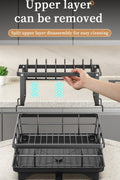 2 - Tier Dish Drying Rack with Drainboard and Cup Holder – Rustproof Kitchen Organizer | S1315 - with | Sold by Uncle Wiener's Wholesale