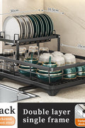 2 - Tier Dish Drying Rack with Drainboard and Cup Holder – Rustproof Kitchen Organizer | S1315 - with | Sold by Uncle Wiener's Wholesale