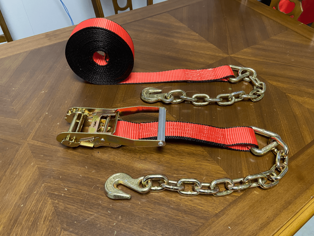2" x 30' Ratchet Strap with Chain Ends 10000 lb Heavy Duty Tie Down Red RTS30D - with | Sold by Uncle Wiener's Wholesale