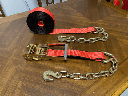 2" x 30' Ratchet Strap with Chain Ends 10000 lb Heavy Duty Tie Down Red RTS30D - with | Sold by Uncle Wiener's Wholesale