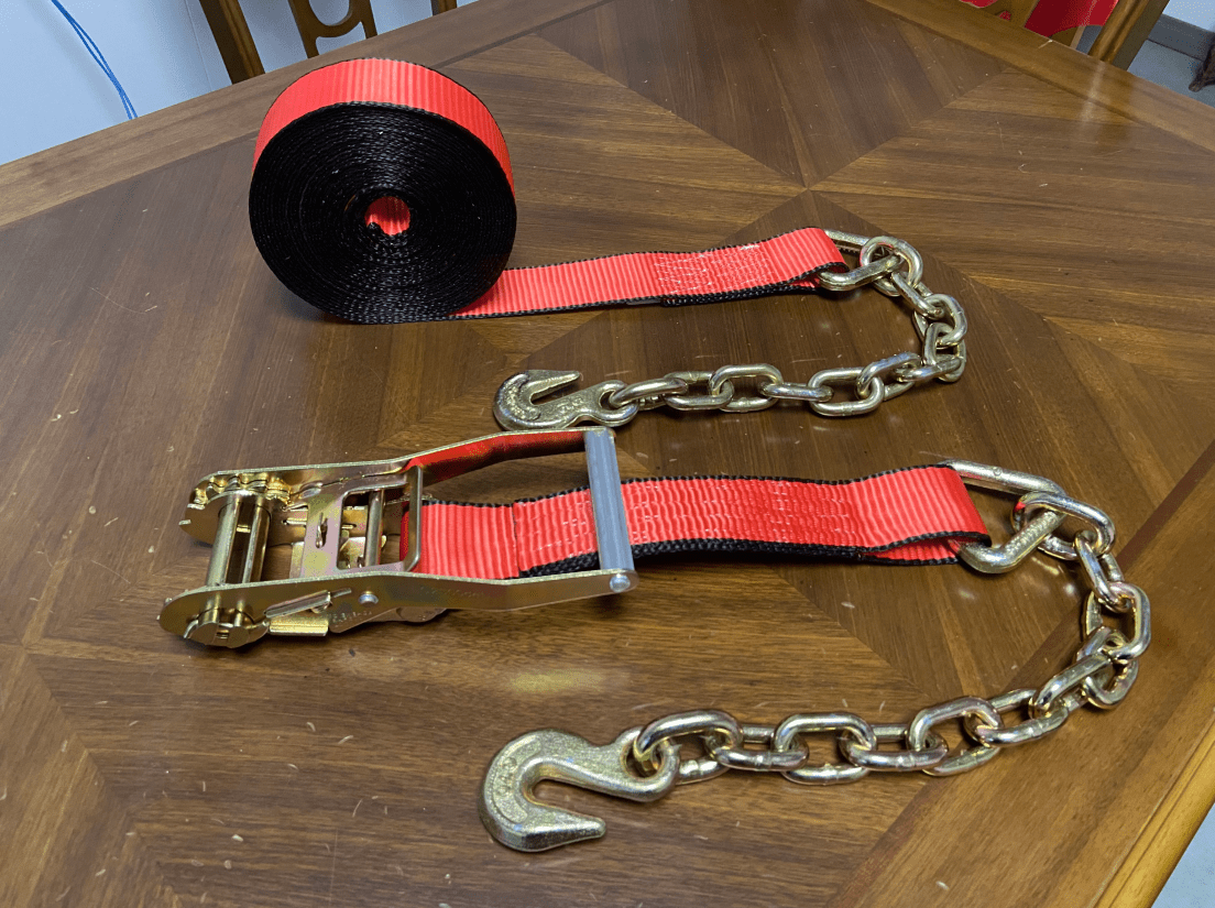 2" x 30' Ratchet Strap with Chain Ends 10000 lb Heavy Duty Tie Down Red RTS30D - with | Sold by Uncle Wiener's Wholesale