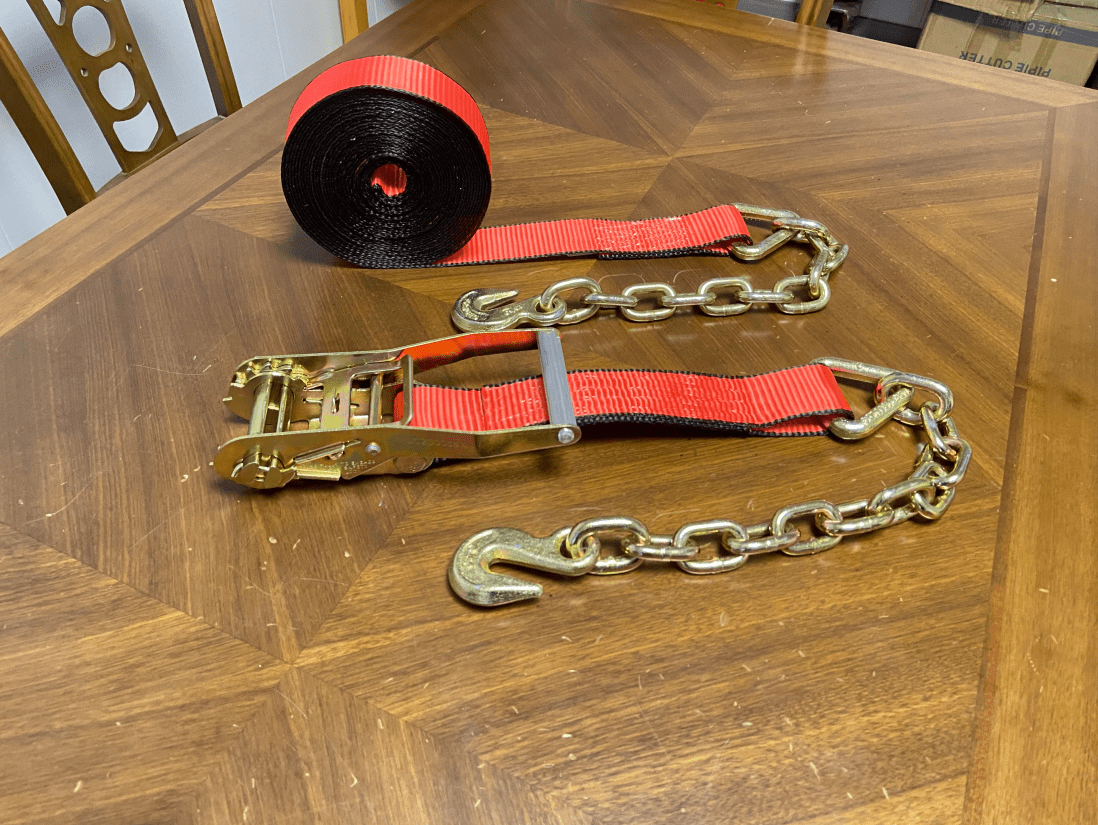 2" x 30' Ratchet Strap with Chain Ends 10000 lb Heavy Duty Tie Down Red RTS30D - with | Sold by Uncle Wiener's Wholesale