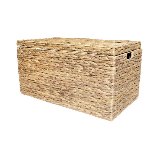 Better Homes & Gardens Large Natural Water Hyacinth Storage Trunk – Woven Decorative Basket with Handles
