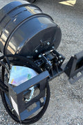 Side view of skid steer concrete mixer attachment

Heavy-duty hydraulic concrete mixer drum

Skid steer attachment with 17” concrete mixing barrel

Cement mixer for skid steer CMR1165V model