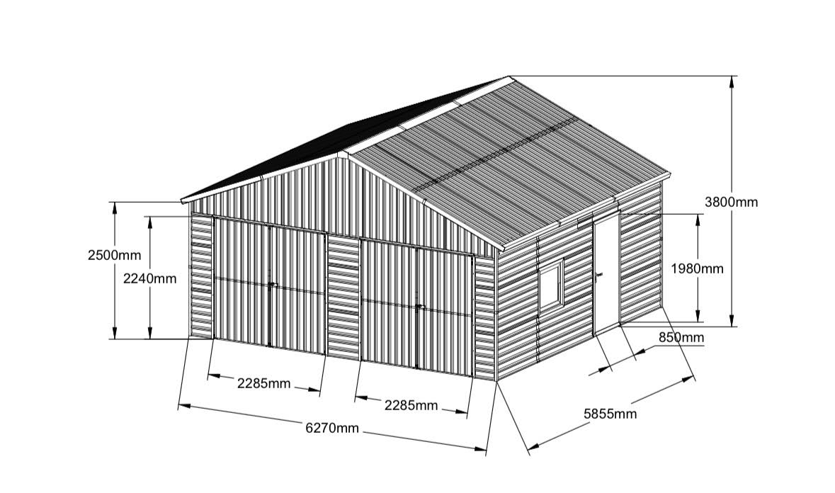 20 × 20 FT Metal Building with Double Doors | Outdoor Storage Shed SG2119W - with | Sold by Uncle Wiener's Wholesale