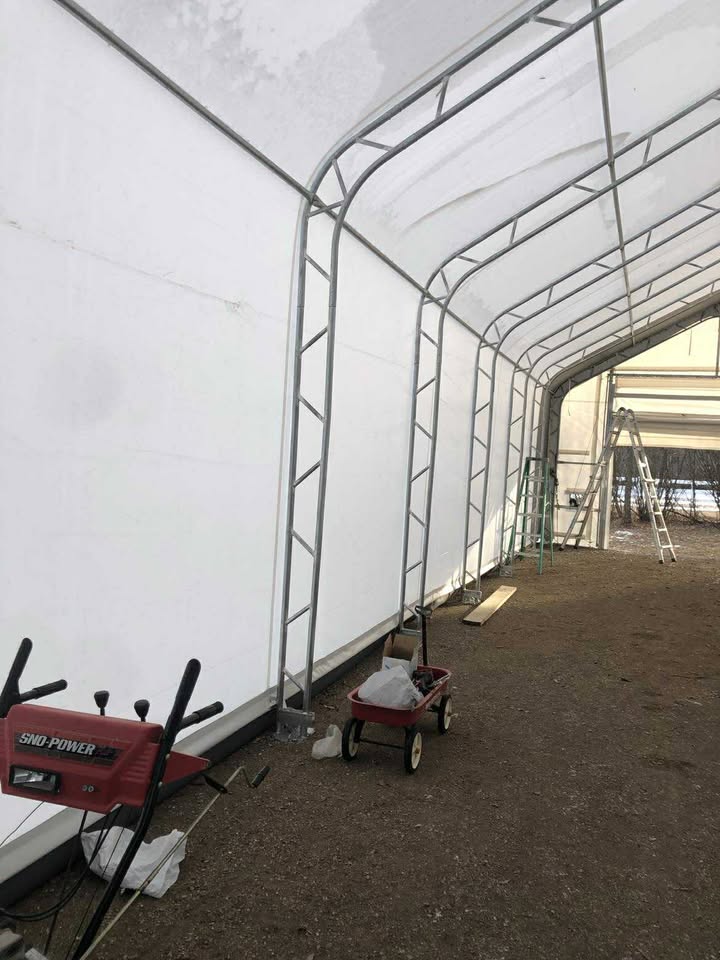 20' Double Truss Fabric Shelter – Heavy - Duty PVC Industrial Storage Tent - Portable Double Truss Storage Shelter with REPLACMEMT MAIN BODY COVER 20X56 14.5 OZ PVC | Sold by Uncle Wiener's Wholesale