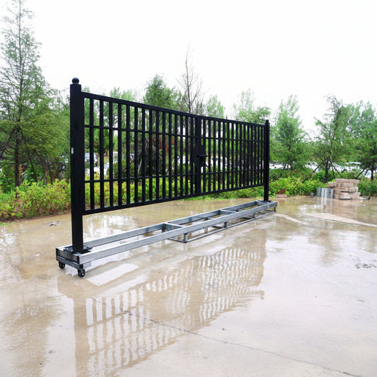 20 FT Galvanized Steel Farm Driveway Gate with Black Powder-Coated Finish – TM18NCC