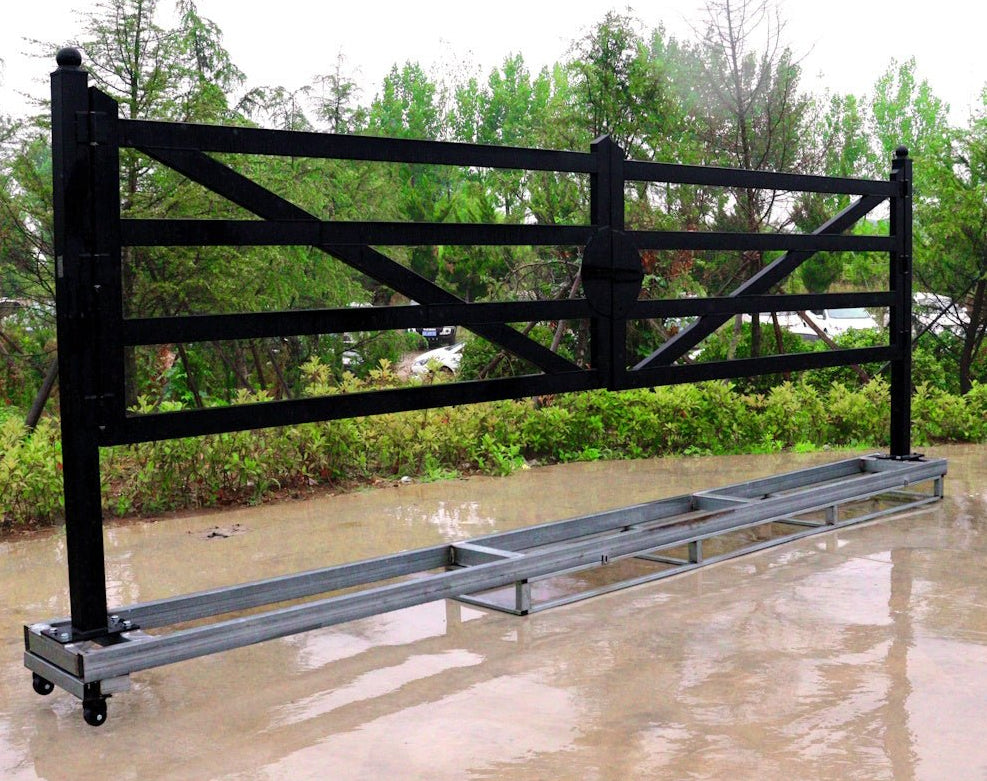 20 FT Wrought Iron Driveway Gate with Black Powder-Coated Finish – TM18NCB