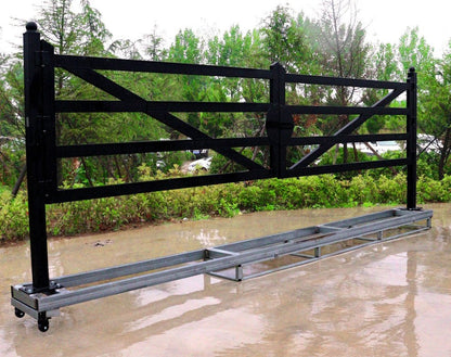 20 FT Wrought Iron Driveway Gate with Black Powder-Coated Finish – TM18NCB