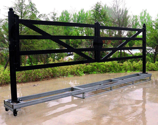 20 FT Wrought Iron Driveway Gate with Black Powder-Coated Finish – TM18NCB