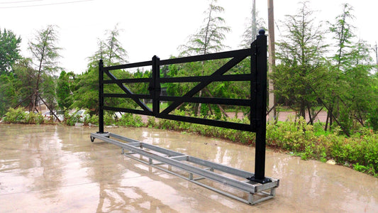 20 FT Wrought Iron Driveway Gate with Black Powder-Coated Finish – TM18NCB