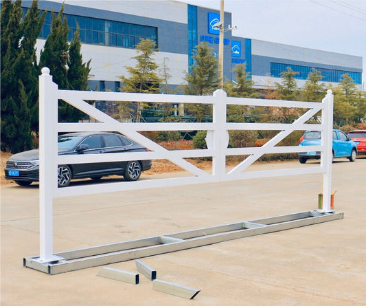 20 FT Farm Driveway Gate White– Heavy - Duty Wrought Iron Entry Gate Model TM18NCW - with | Sold by Uncle Wiener's Wholesale