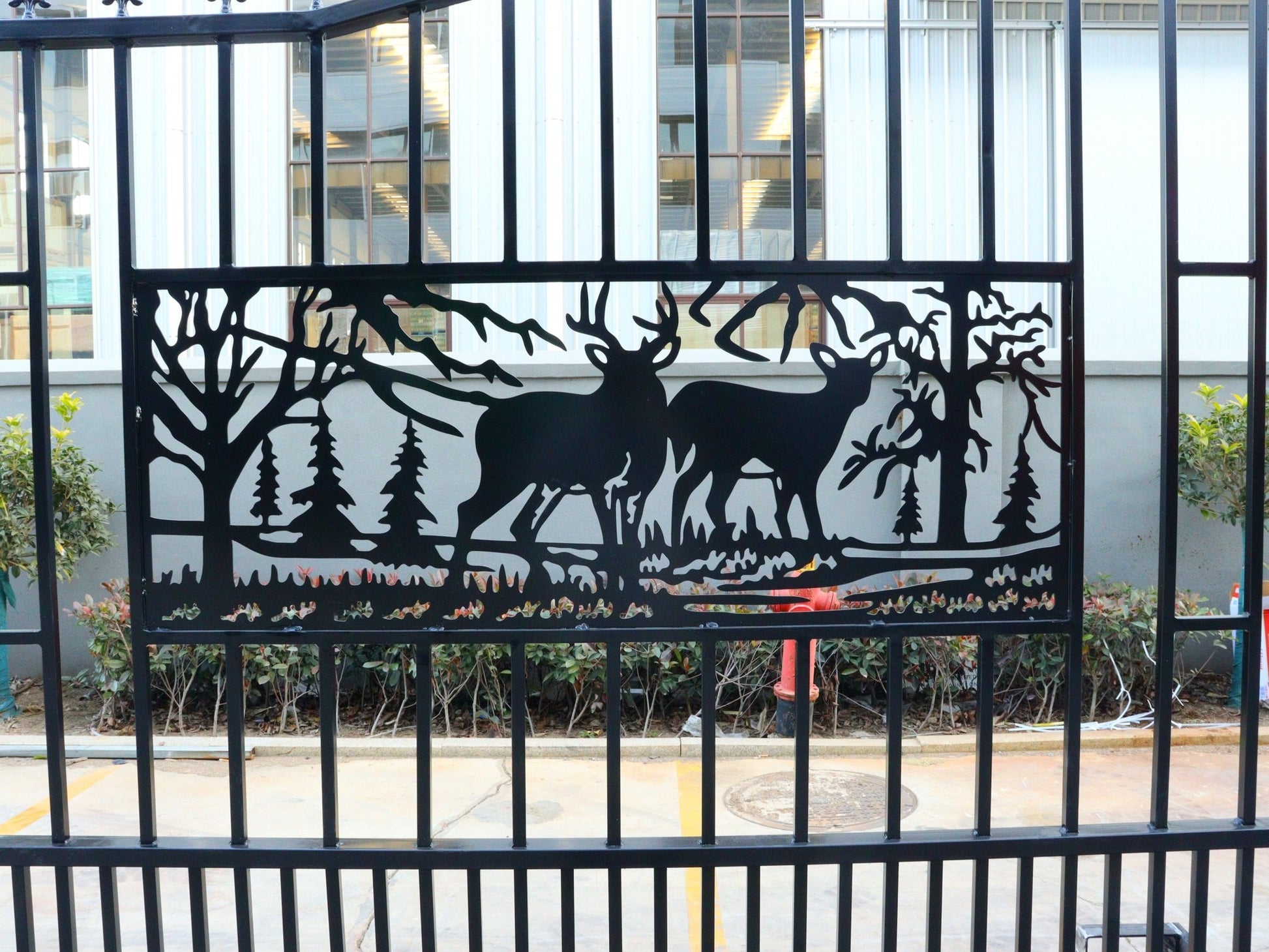 20 FT Heavy - Duty Steel Driveway Gate with Square Deer Artwork – Black Dual Swing Farm & Ranch Gate Kit SU20SQ - with | Sold by Uncle Wiener's Wholesale