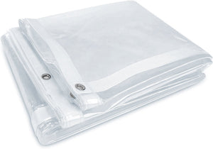 20 Mil Heavy-Duty Clear Tarp PVC Tarpaulin 0.5mm Thick 8′ Sizes with Free Rope PTC Series