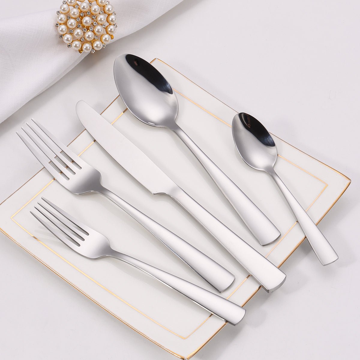 20-Piece Stainless Steel Flatware Set Mirror Finish 18/0 Cutlery Service for 4 TD1258 - with | Sold by Uncle Wiener's Wholesale