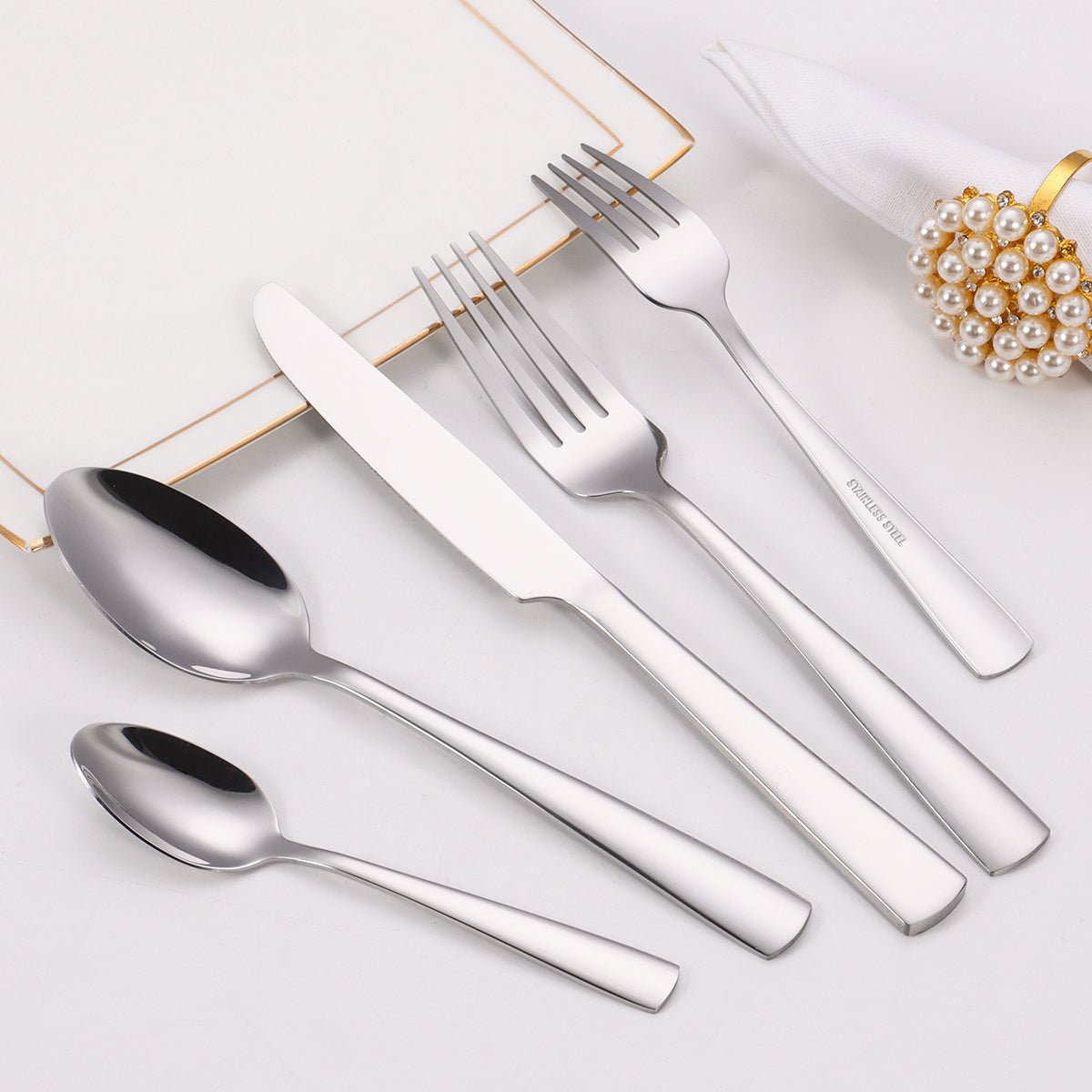 20-Piece Stainless Steel Flatware Set Mirror Finish 18/0 Cutlery Service for 4 TD1258 - with | Sold by Uncle Wiener's Wholesale